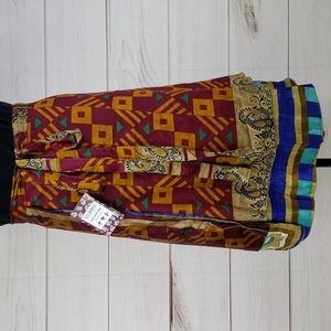 Darn Good Yarn Sari Silk Wrap Skirt Tea XL/Plus